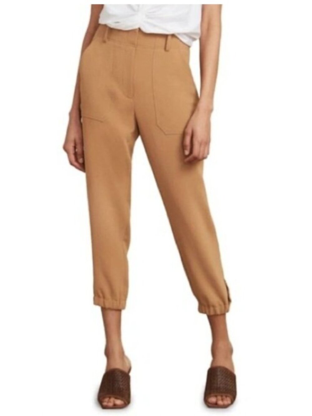 Veronica Beard Manisha Utility Jogger Pants Womens 8 Camel Tapered Cuffed